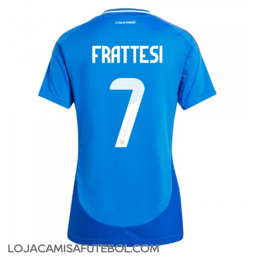 Camisa de Futebol Itália Davide Frattesi #7 Equipamento Principal Mulheres Europeu 2024 Manga Curta